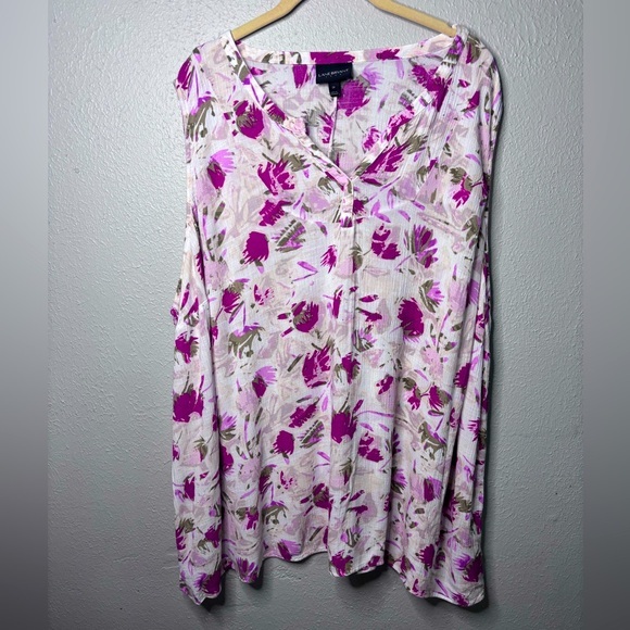 Lane Bryant Tops - Lane Bryant Floral Sleeveless Top Plus Flowy Tunic Casual Cool Cottage Sz. 28p
